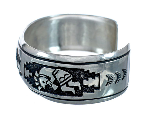 Navajo Authentic Sterling Silver Kokopelli Cuff Bracelet JX128769